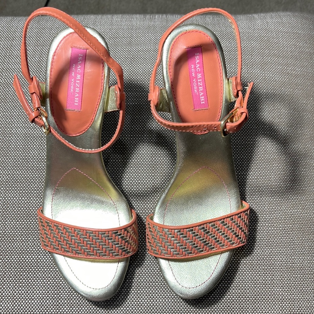 Isaac Mizrahi Stilettos.  Never Worn.  Orange and Gold.